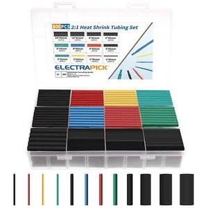 Kit de manguito de cable 2:1 tubo termorretráctil aislamiento tubo termorretráctil 800 piezas - Imagen 1 de 11