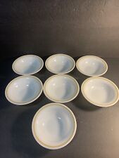 Set of 7 Vintage Pyrex by Corning  Harvest Gold Stripe Berry Dessert Bowls  #356