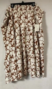 Universal Thread Plus Size 4X Brown White Floral Tiered Midi Skirt NWT - Bild 1 von 2