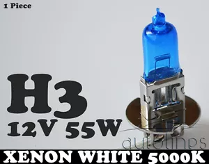 1x H3 12V 55W Xenon White 5000k Halogen Fog Car Headlight Lamp Globes Bulbs HID - Picture 1 of 6