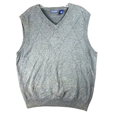 Vintage Saddlebred Sweater Argyle Vest Men M Gray V-Neck Made In Hong Kong - Image 1 of 4