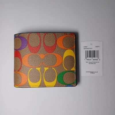 NWT COACH C9863 3-IN-1 WALLET RAINBOW SIGNATURE:NWT RAINBOW PRIDE  - Image 1 of 4
