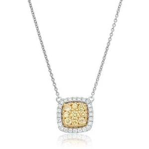Awe Inspiring 14K Yellow Diamond Necklace Pendant with White Diamonds - Picture 1 of 4