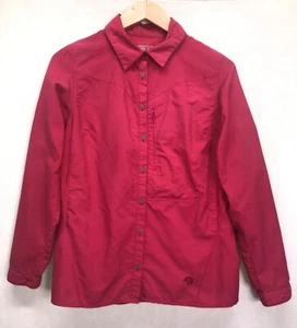 Mountain Hardwear Shirt Red Roll Tab Sleeve Button Hidden Pocket Vented Sz M #f - Picture 1 of 8
