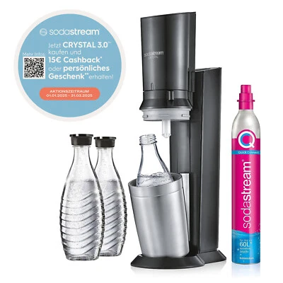 SodaStream Crystal 3.0 Titan Wassersprudler inkl. 1 CO2-Zylinder, 3 Glaskaraffen - Bild 1 von 4