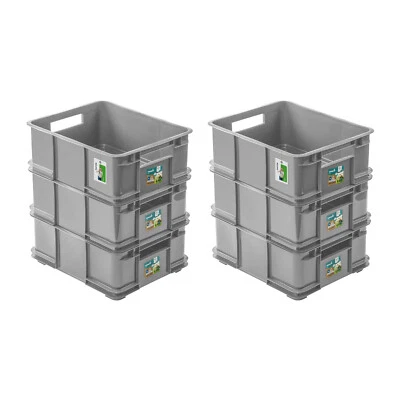 6x Box Contenitore Scatola Impilabile PAFEN Grigio 20L Eco Eurobox Scatola Im... - Immagine 1 di 4