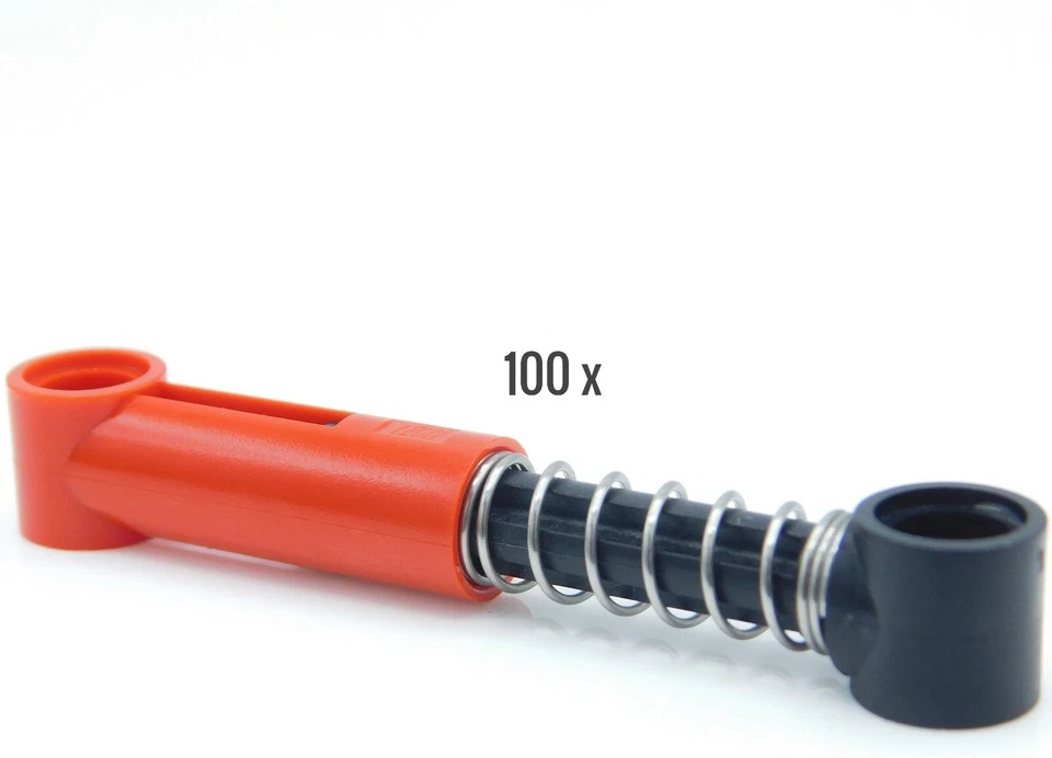 Lego Technic, 100 x Red Technic, Shock Absorber 6.5L - Normal Spring - Image 1 of 1