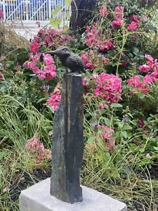 Schiefersäule mit Bronze Eisvogel (Garten,Skulptur) - Bild 1 von 3