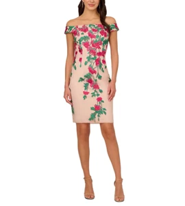 Adrianna Papell Cascading Florals Off-The-Shoulder Dress MSRP $199 - Picture 1 of 5