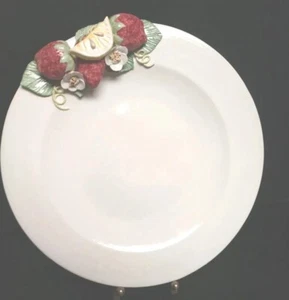Vintage Ceramic Italian Platter Capodimonte Applied Fruit Flowers - Picture 1 of 12