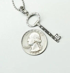 Freida Rothman Adjustable 16-18" Sterling Silver Necklace CZ Key Pendant Ret$215 - Picture 1 of 12