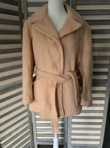 IT Ladies Cream Alpaca Mohair Wool Coat with belt Size 16 - Picture 1 of 9
