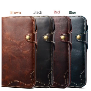 Funda billetera abatible de cuero magnético genuino cuero de vaca iPhone 15 14 13 Pro Max - Imagen 1 de 16