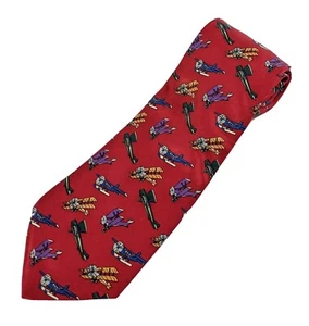 Corbata para hombre Rooster Red Biplane 100 % seda 3 7/8" W 56" L avión flotador de aviación - Imagen 1 de 3