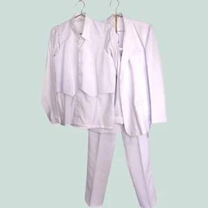 Boys Formal 5 Pc Suit Sz 20 White Jacket Shirt Vest Tie Pants Formal Wedding - Picture 1 of 15