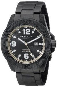 Akribos XXIV AK797TN Professional Diver Date Tan Accent Black Mens Watch - Picture 1 of 2