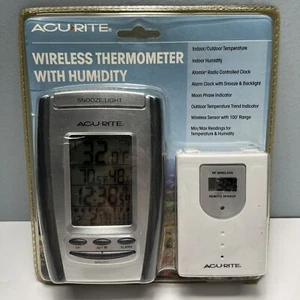 AcuRite Wireless Indoor Outdoor Thermometer w/Humidity & Clock New Sealed Pkg - Picture 1 of 8