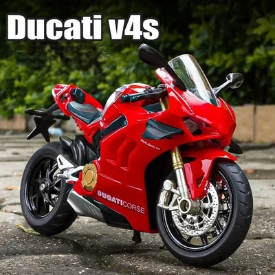 1:12 Ducati Panigale V4S Alloy Diecast Motorcycle Model Red w/ Sound & Light - Image 1 of 4