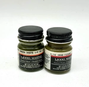Testers Model Master Olive Drab Fs34087 & Dark Green 34979 1/2 OZ Enamel Paint - Picture 1 of 5