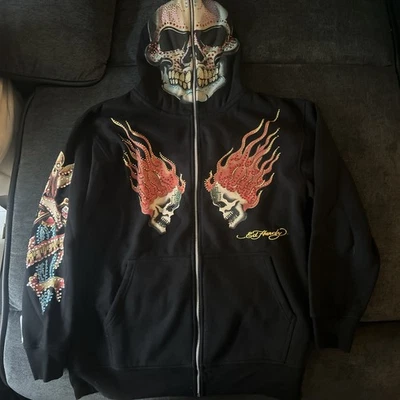 CHRISTIAN AUDIGIER & ED HARDY Full zip Hoodie Embroidered  Medium Revenge - Image 1 of 4
