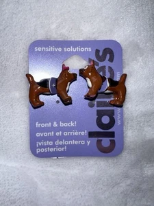 Claire’s Front & Back Dog Earrings – Brown Pup Studs with Pink Bow & Tail Backs - Picture 1 of 3