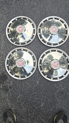 4 Vintage Used Fiat Hub Caps OEM 9.5" 13" Hubcaps. - Image 1 of 4