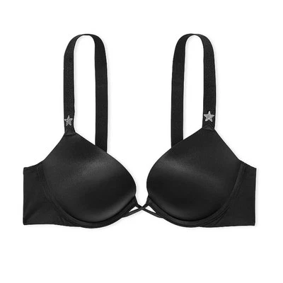 Victoria's Secret Bombshell Add-2-Cups Starstruck Shine Bra 32D *Black* NEW! - Image 1 of 4