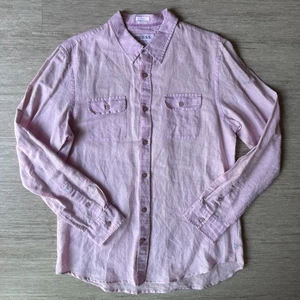 Camicia uomo Guess misto lino con bottoni grande logan slim morbida rosa viola - Foto 1 di 7