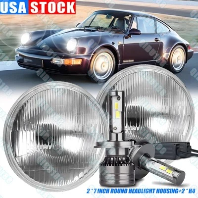 Par de faros LED de 7" redondos de haz alto/bajo para Porsche 911 912 914 924 928 944 Foto 1 de 4