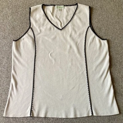 Austin Reed без рукавов Майка женщина XL очень большой светло-серый черный v-образным вырезом - Изображение 1 из 4