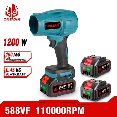 ONEVAN Akku Gebläse Mini Turbo Handbläser Turbogebläse Ventilator für Makita 18V Akku