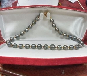 Rare Baroque Tahitian Pearl Necklace 45 cm 9.7 mm from Japan - Picture 1 of 24