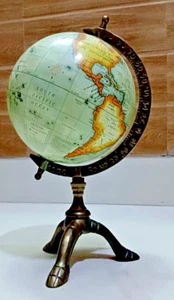 Handmade World Map Globe Nautical Vintage Brass Antique Ornament Table Top Decor - Picture 1 of 5