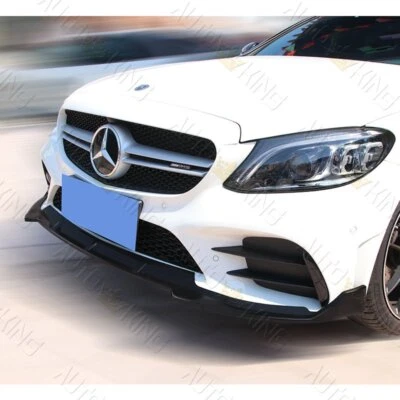FIT 2019-2021 MERCEDES-BENZ W205 C-CLASS MATT BLACK FRONT BUMPER SPOILER LIP - Image 1 of 4