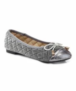 Ballerine Slip-On Design Trapuntate con Fiocco per Bambine - Grigio Argento - Taglia 6 - Foto 1 di 1
