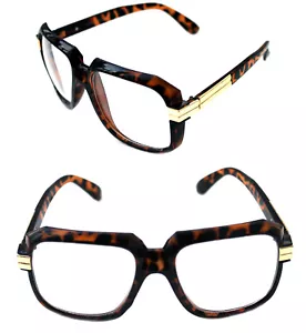 Gafas para hombre Hip Hop años 80 Vintage 607 lentes transparentes RUN DMC marco dorado marrón - Imagen 1 de 7