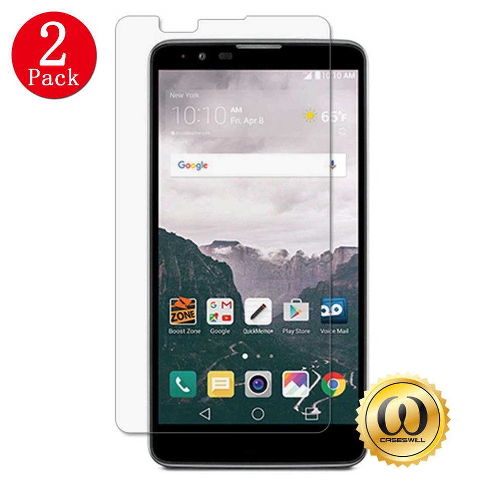 [2-PACK] LG Stylo 2 Plus Ultra-Clear Premium Tempered Glass Screen Protector  - Image 1 of 3