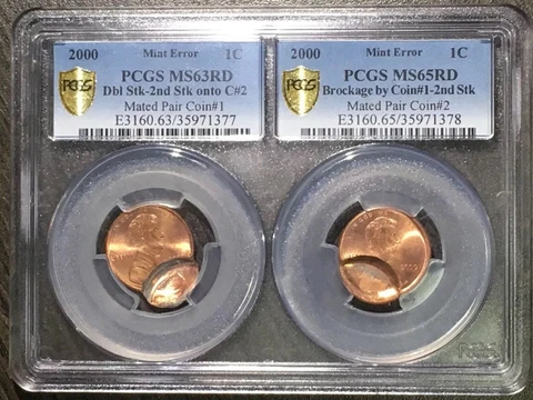 2000-P 1C MS63/65RD Lincoln Mint Error Mated Pair - RicksCafeAmerican.com Cover