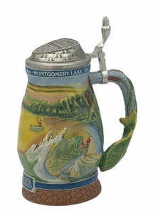 Longton Crown Stein National Freshwater Fishing Hall of Fame W/ Fish Handle - Picture 1 of 8