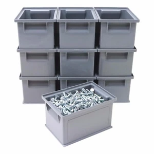 NEW 10 x HD Strong Stacking Plastic Parts Storage Bins Boxes Ideal Nuts & Bolts - Picture 1 of 4