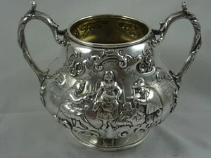 SUPERB VICTORIAN silver `TENIERS` style sterling silver SUGAR BOWL, 1859, 502gm - Picture 1 of 9