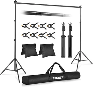 10 x 7 Fuß Hintergrund Ständer Kit Fotostudio verstellbare Klemmen Sandsäcke Party Event - Bild 1 von 6