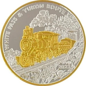 Alaska Mint 2023 White Yukon Train Medallion Gold & Silver Medallion Proof 1 Oz - Picture 1 of 2