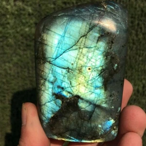 260G Rare Natural Labradorite Quartz Crystal Freeform Mineral Specimen Healing - Foto 1 di 21