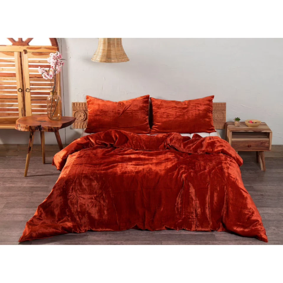 3pc Set soft ultra luxury velvet duvet cover full/queen size with shams cover - Image 1 of 4