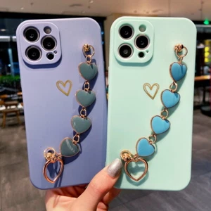 Case For iPhone 13 11 12 Pro Max XS XR 8 Love Heart Silicone Bracelet Soft Cover - Zdjęcie 1 z 19