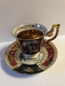 Antique Beautiful Gilded J*K Decor Bavarian Demitasse Cup & Saucer - Picture 1 of 9