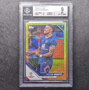 2021 Topps Chrome UEFA UCL JPn Yellow Mojo Refractor / Kylian Mbappe BGS 9 NM-MT - Picture 1 of 2