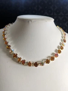 Orange Spessartine Crystal Necklace & Earrings In Sterling Plated - Picture 1 of 8