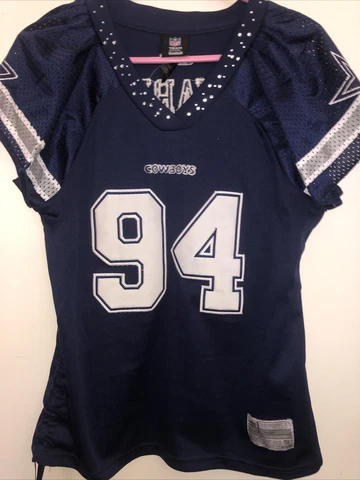 DALLAS COWBOYS Demarcus Ware REEBOK Vintage Blue Jersey Large Womens SEWN BLING Cover